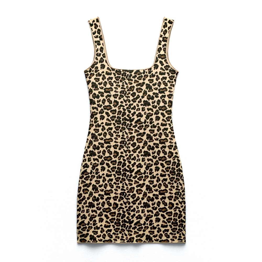 ANIMAL PRINT STRETCH KNIT DRESS